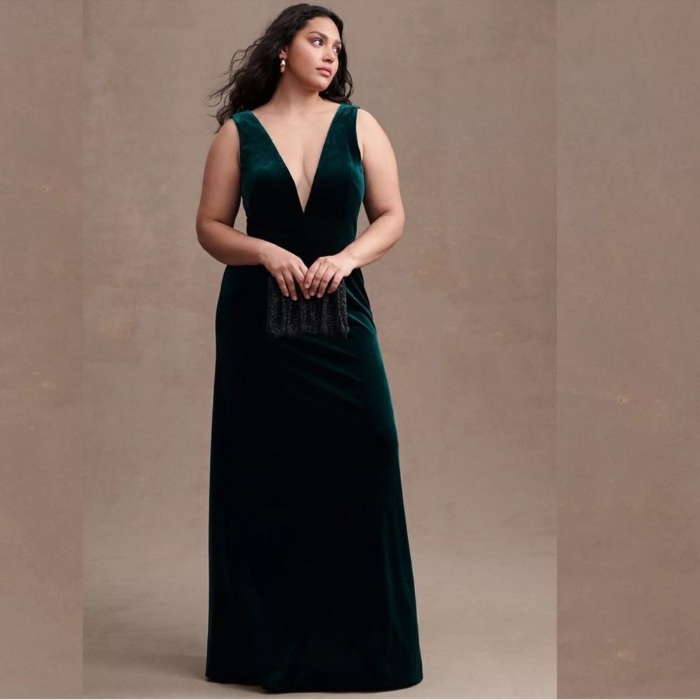 BHLDN x Jenny Yoo LoganβDeep-V Velvet Column Gown